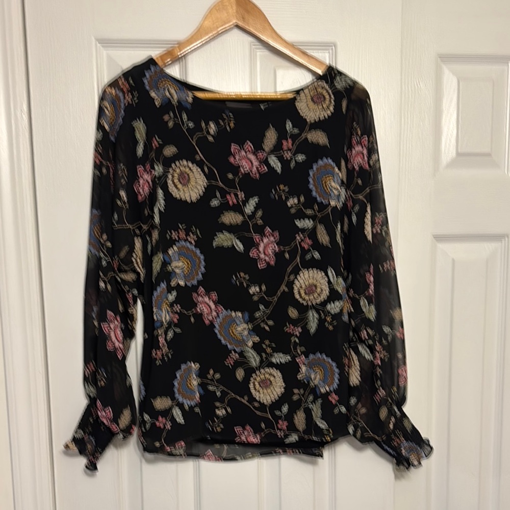 Floral Black Sheer Women's Top